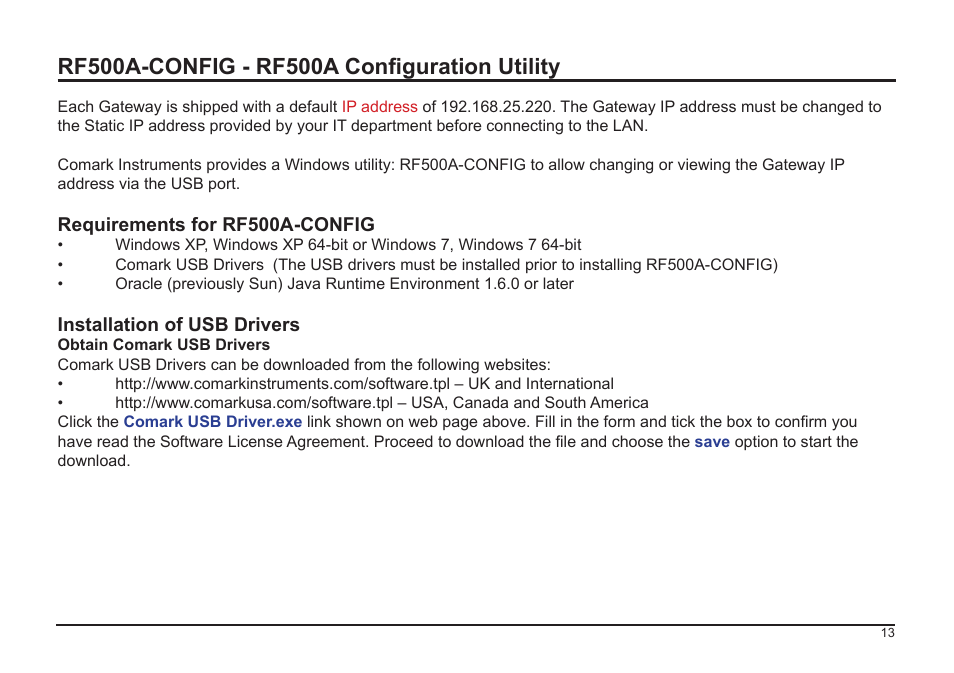 Comark RF500A User Manual | Page 14 / 66