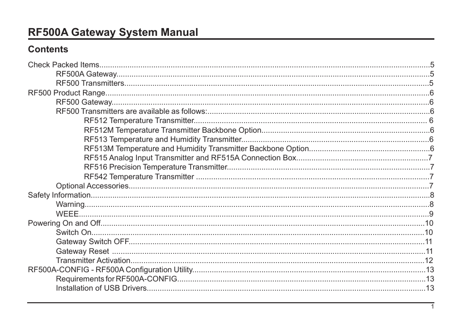 20081-5 rf500a system manual, Rf500a gateway system manual | Comark RF500A User Manual | Page 2 / 66