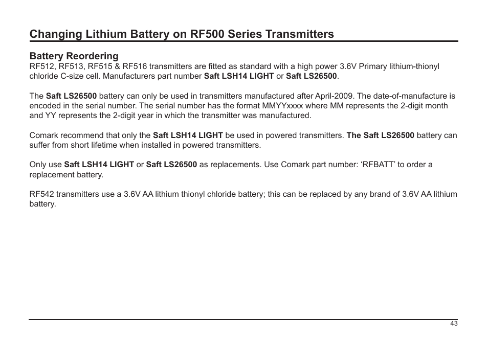 Comark RF500A User Manual | Page 44 / 66