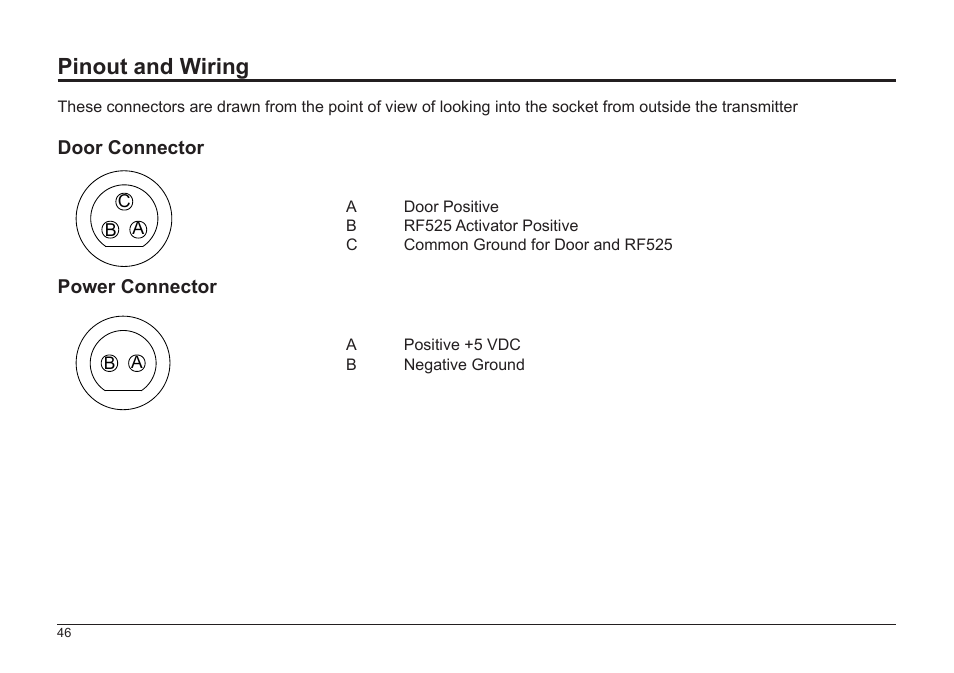 Pinout and wiring | Comark RF500A User Manual | Page 47 / 66