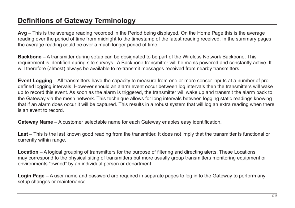 Definitions of gateway terminology | Comark RF500A User Manual | Page 60 / 66
