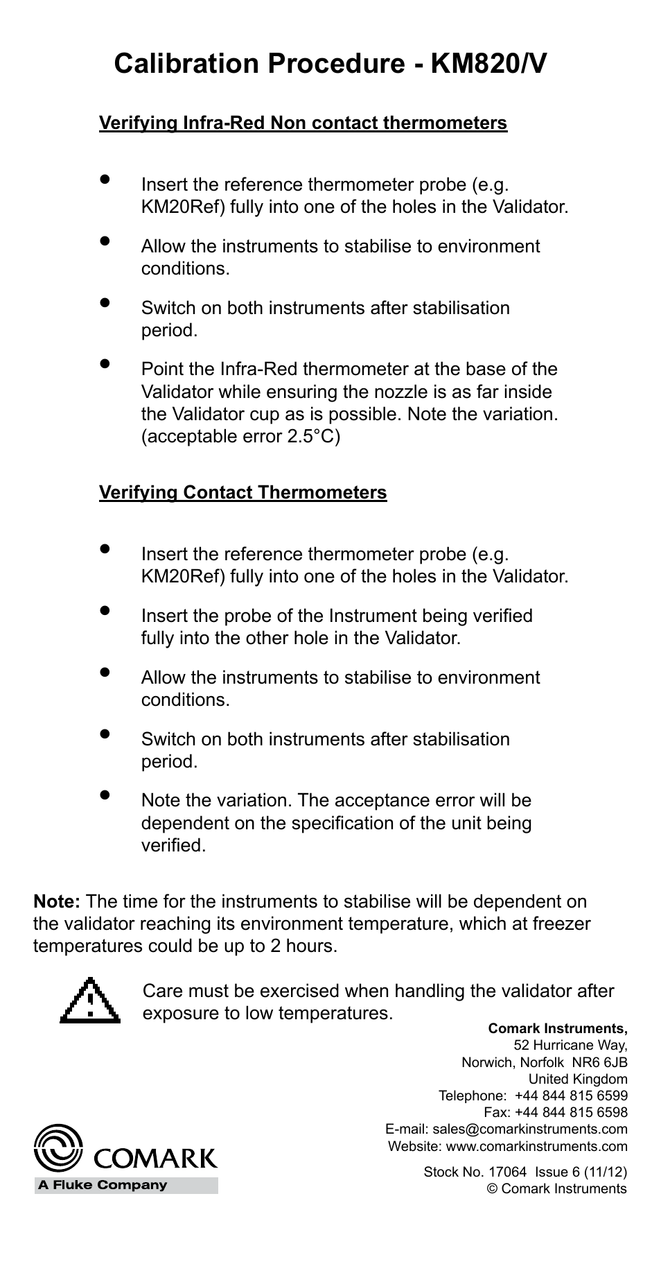 Comark KM820/V User Manual | 1 page