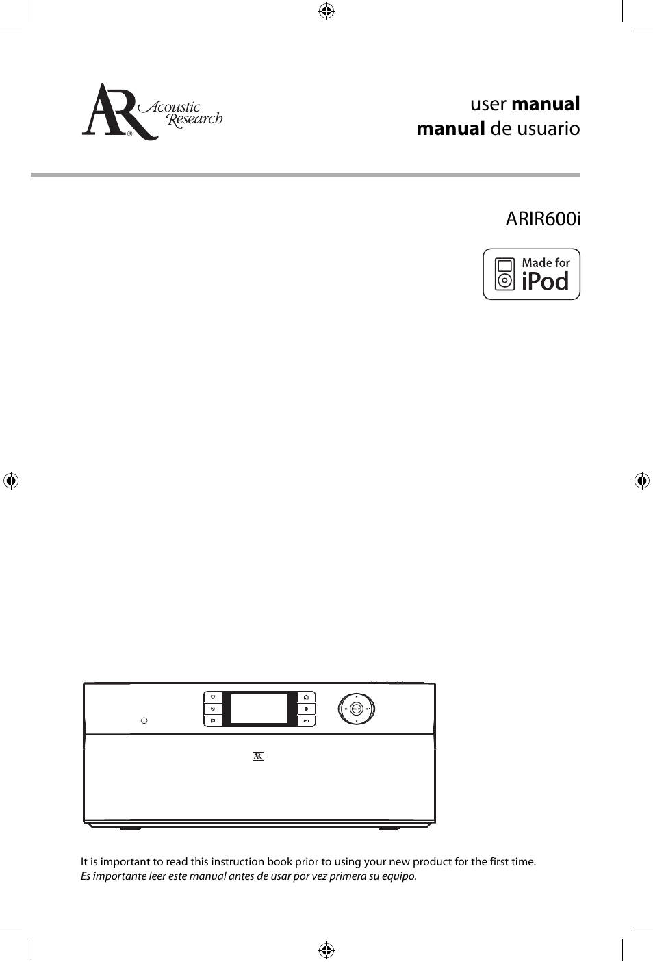 Acoustic Research ARIR600i User Manual | 66 pages