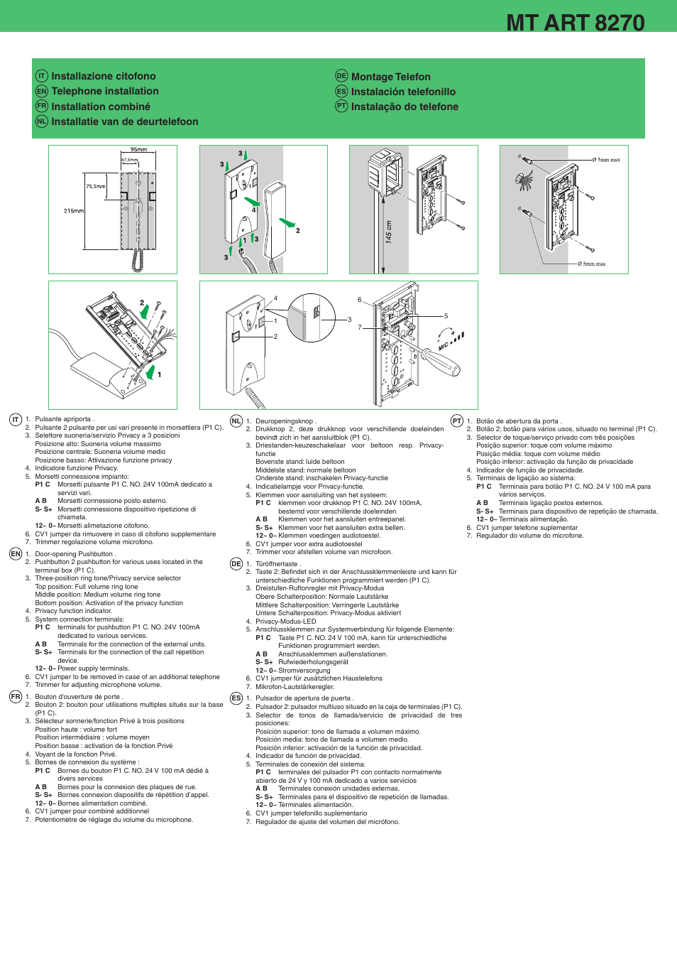 Comelit MT ART 8270 User Manual | 2 pages