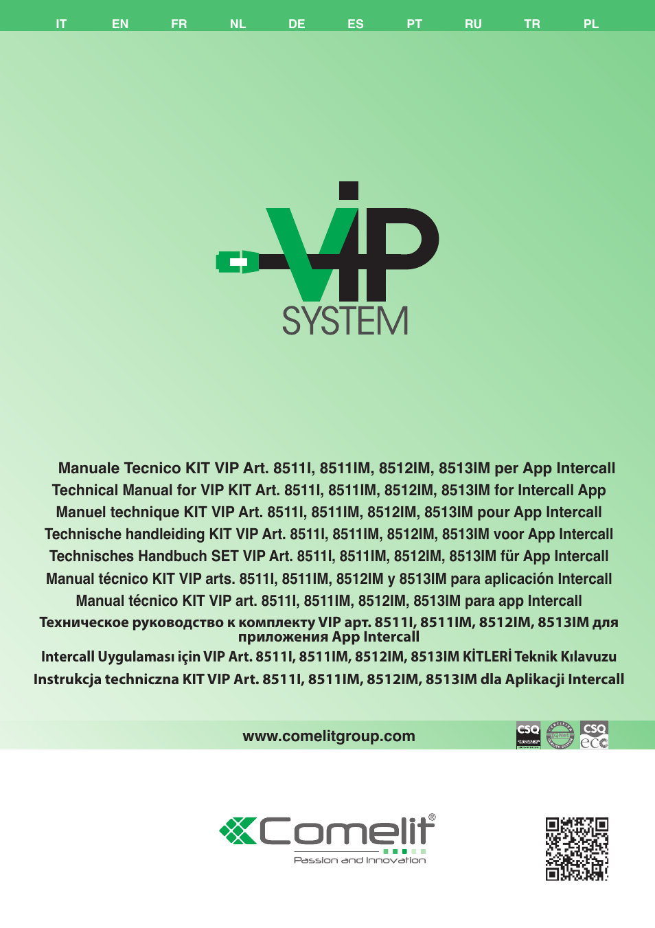 Comelit MT KIT VIP 8513IM User Manual | 40 pages
