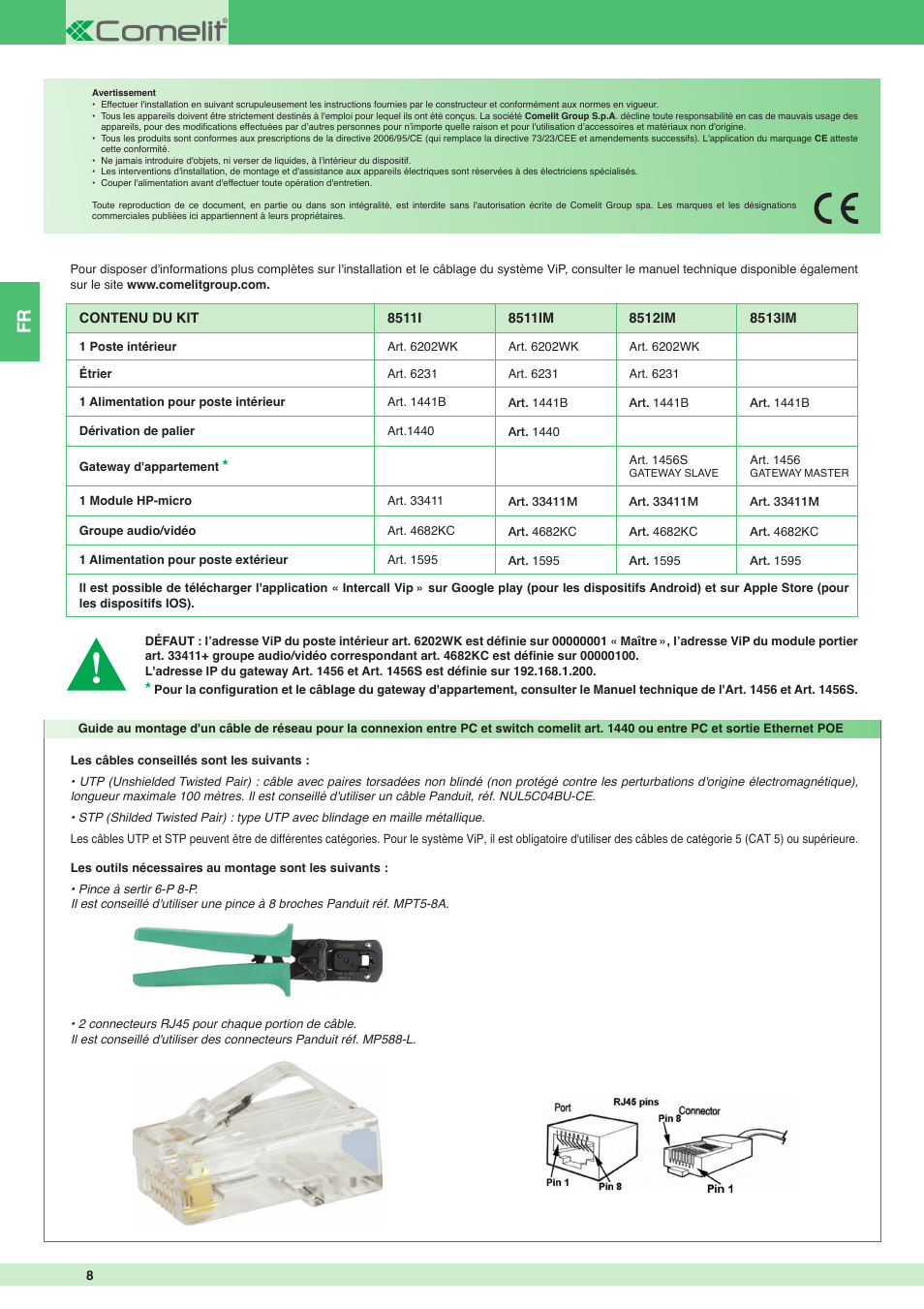 Comelit MT KIT VIP 8513IM User Manual | Page 8 / 40