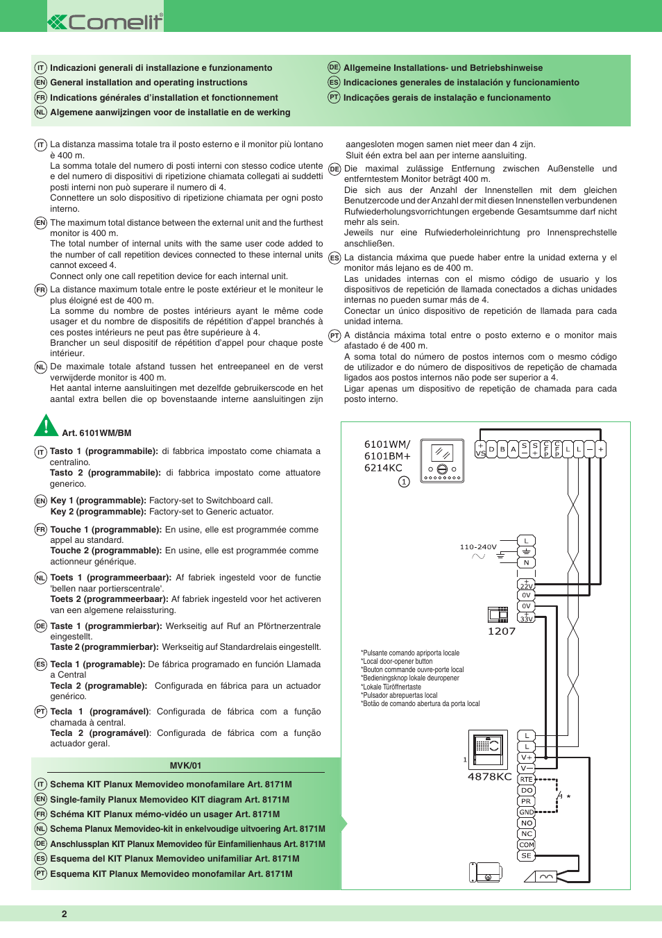 Comelit MT 8171M User Manual | Page 2 / 4