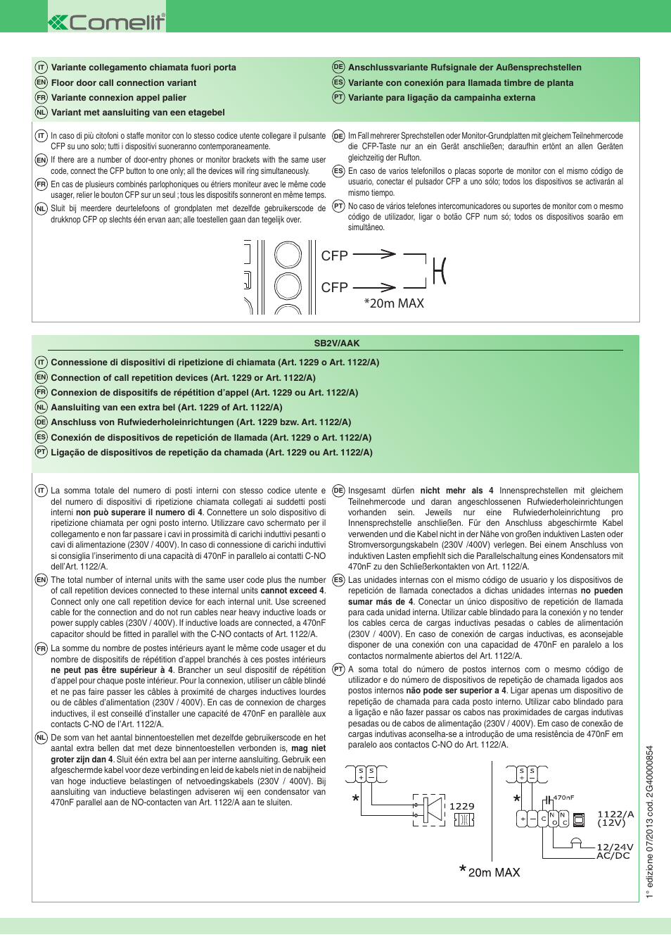 Cfp *20m max | Comelit MT 8171M User Manual | Page 4 / 4