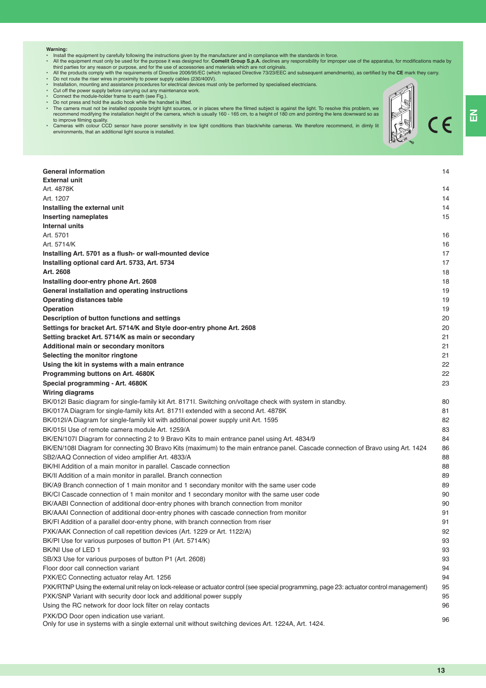 Comelit MT 8171I User Manual | Page 13 / 96