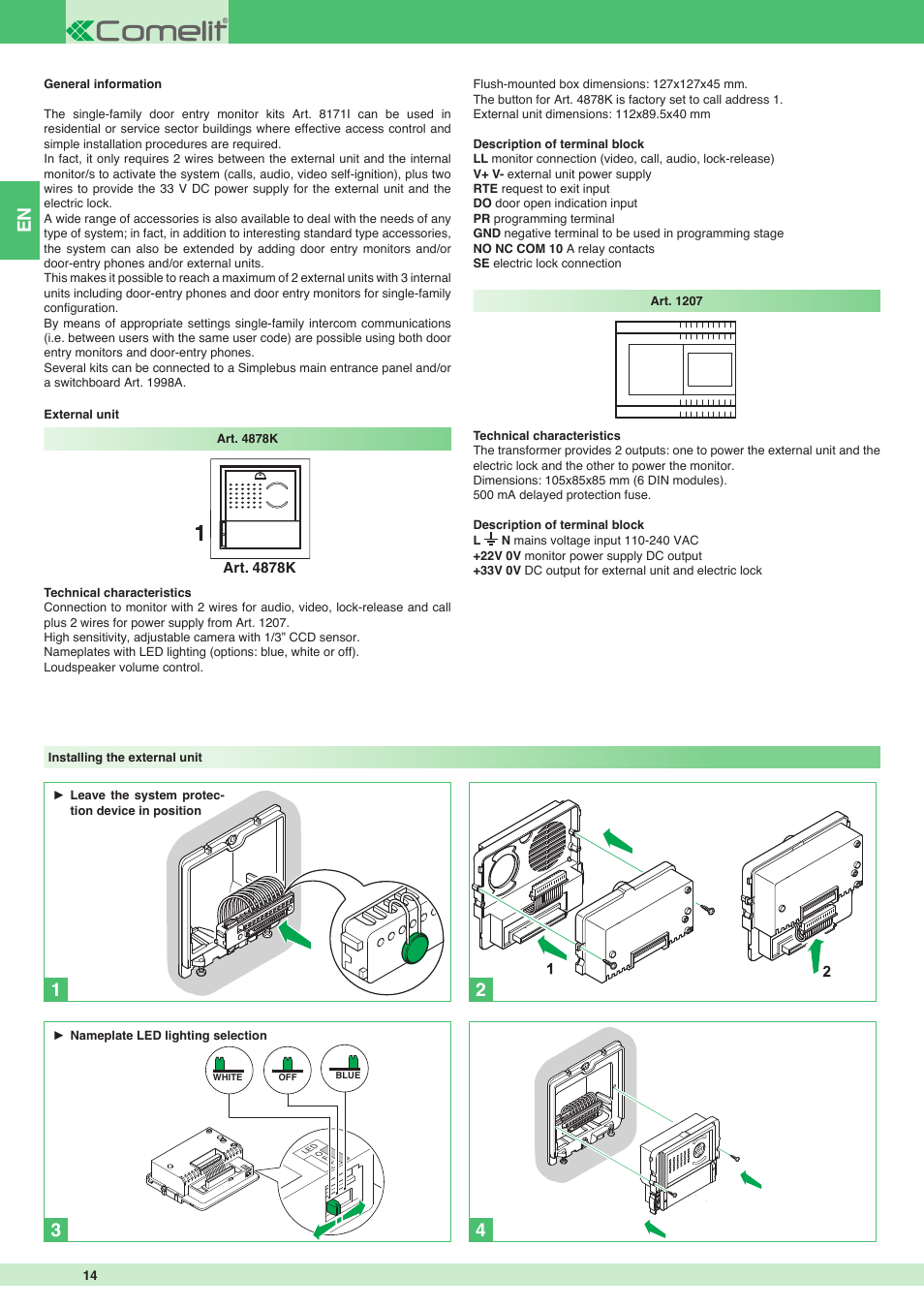 Comelit MT 8171I User Manual | Page 14 / 96