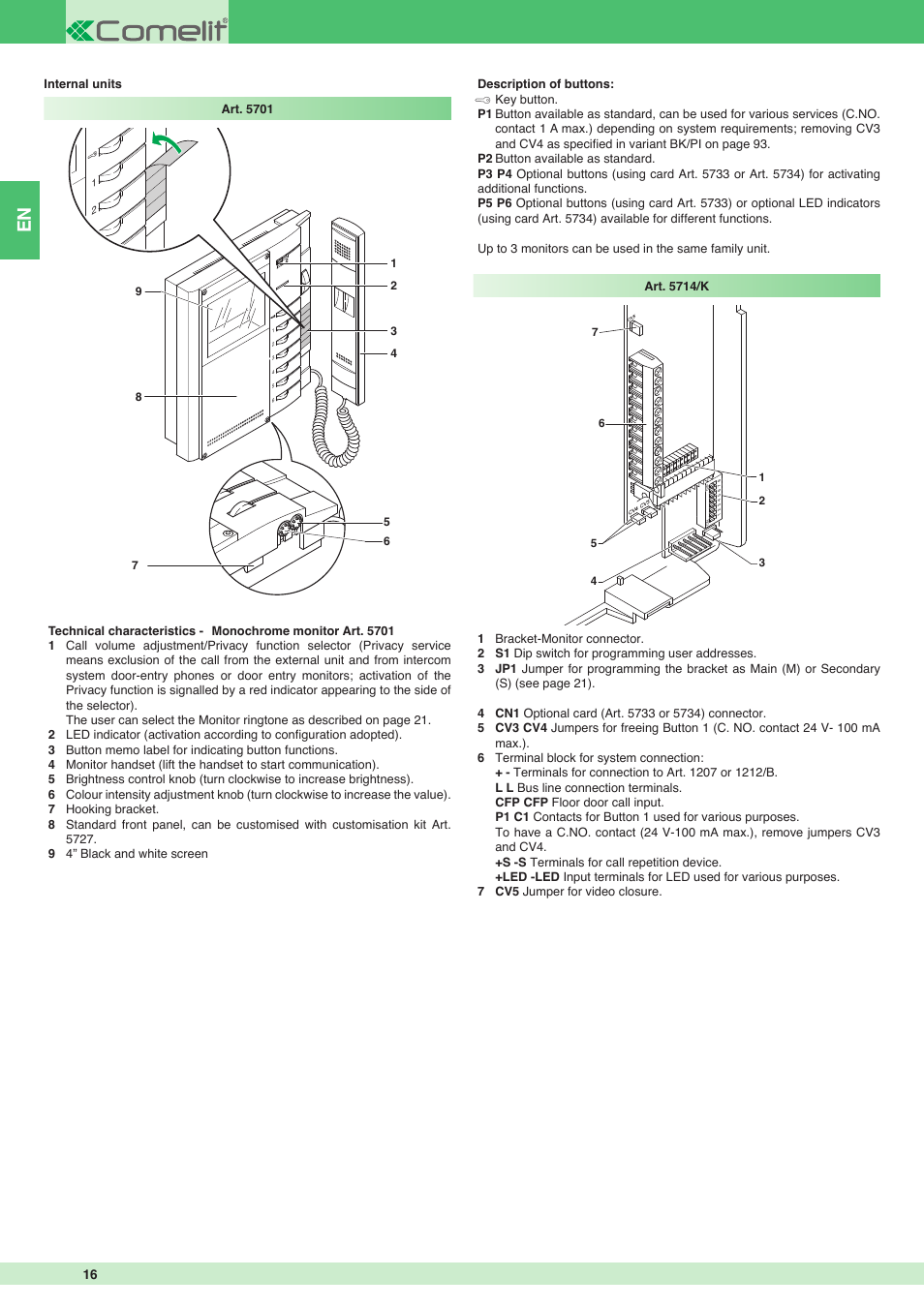 Comelit MT 8171I User Manual | Page 16 / 96