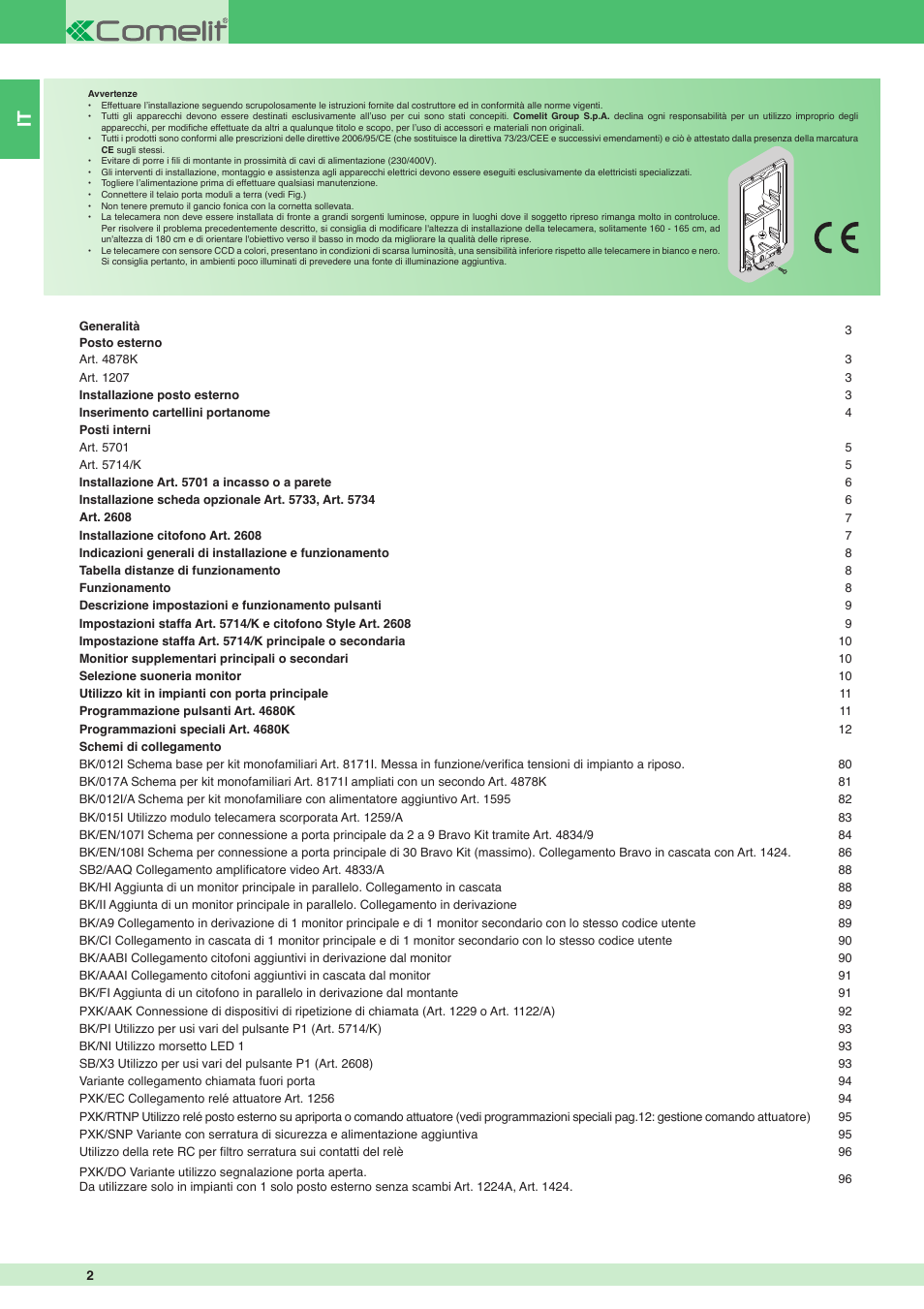 Comelit MT 8171I User Manual | Page 2 / 96