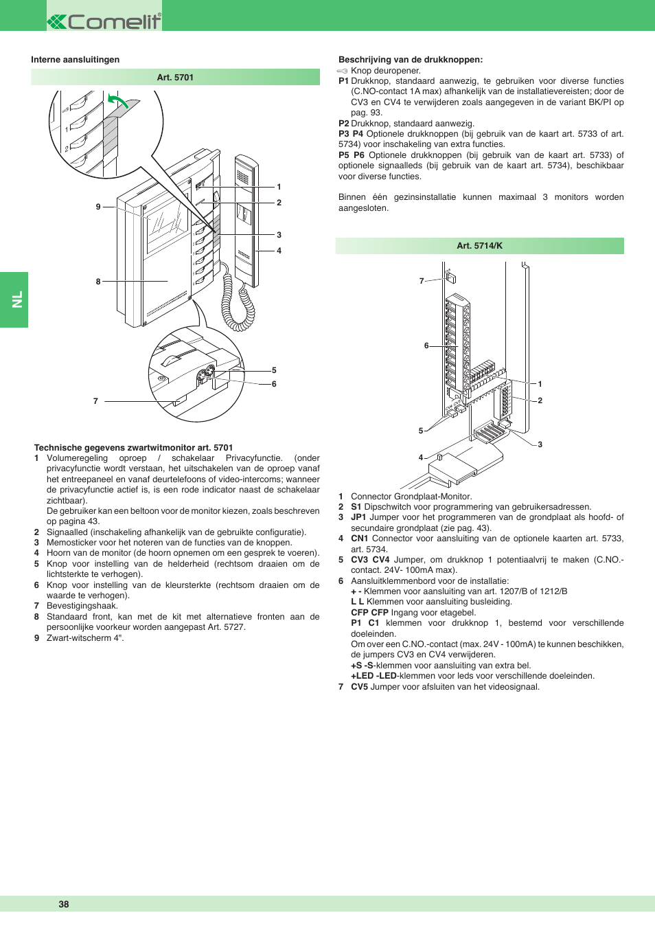 Comelit MT 8171I User Manual | Page 38 / 96