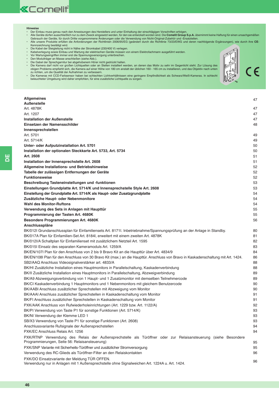 Comelit MT 8171I User Manual | Page 46 / 96