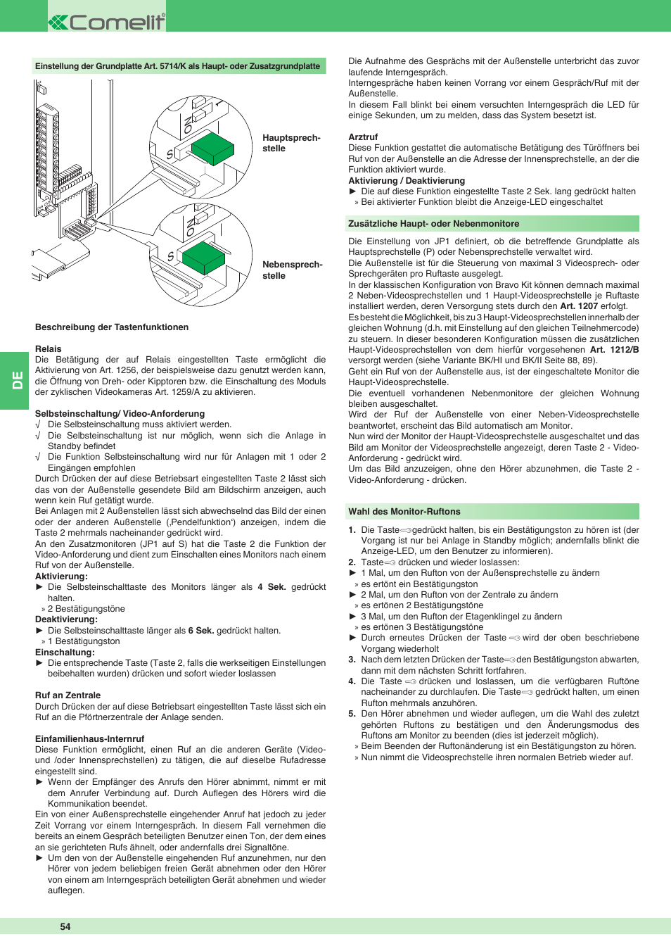 Comelit MT 8171I User Manual | Page 54 / 96