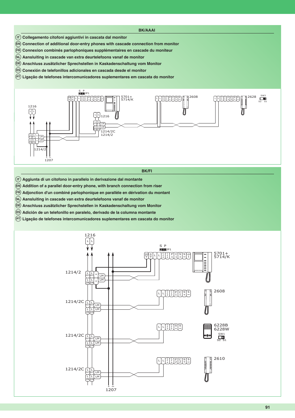 Bk/fi bk/aaai | Comelit MT 8171I User Manual | Page 91 / 96