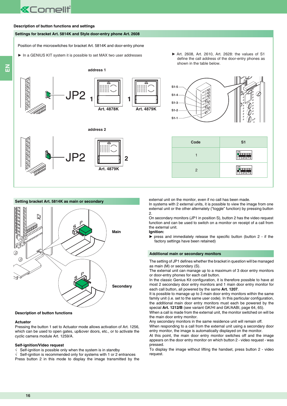 Comelit MT 8171IGK User Manual | Page 16 / 72