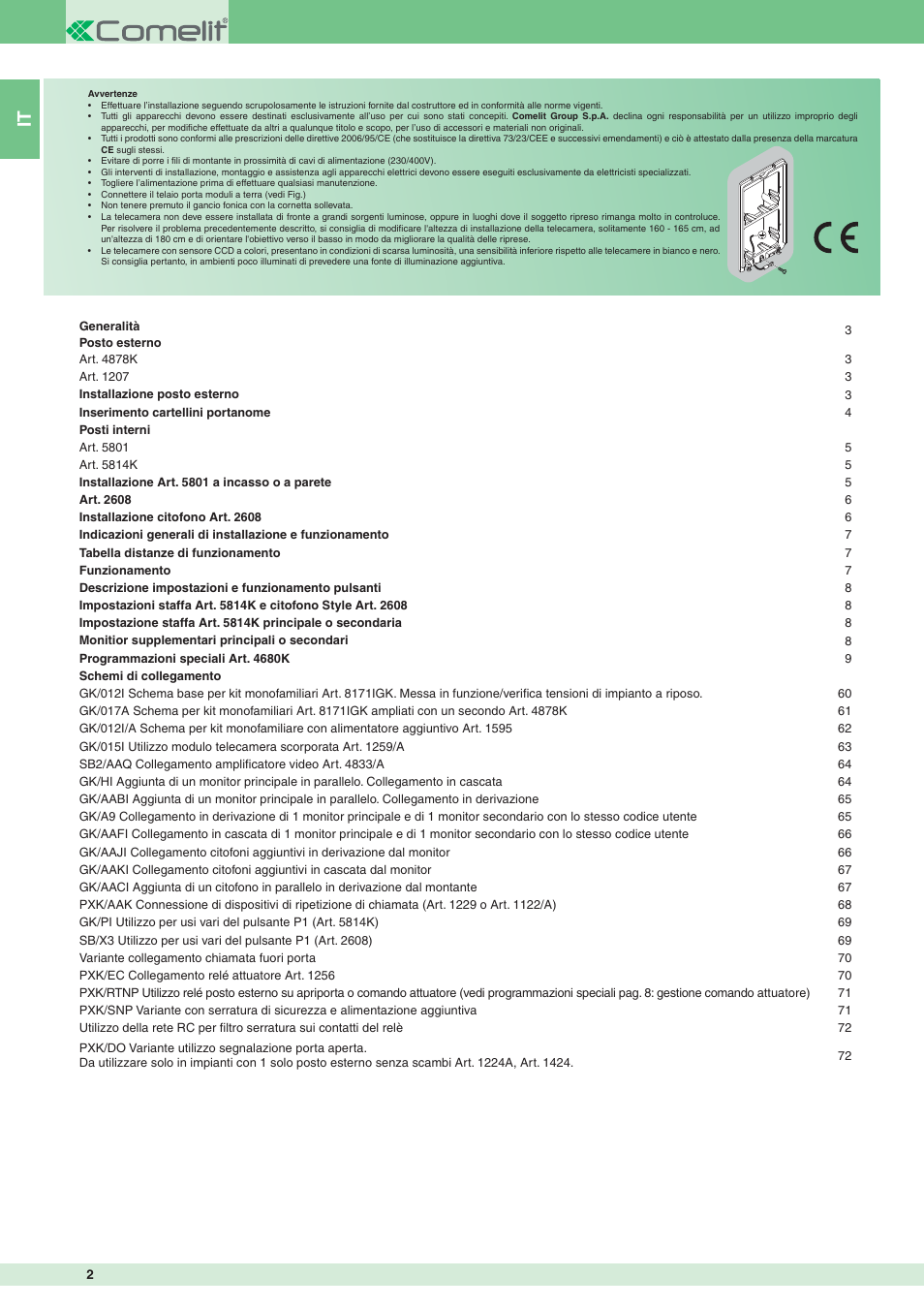 Comelit MT 8171IGK User Manual | Page 2 / 72