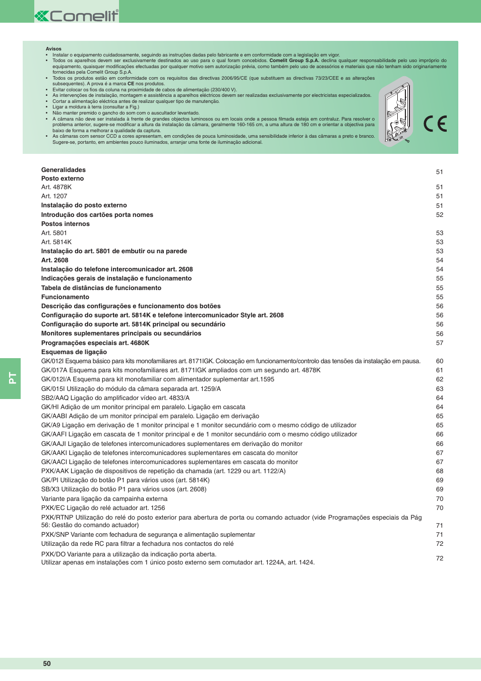 Comelit MT 8171IGK User Manual | Page 50 / 72