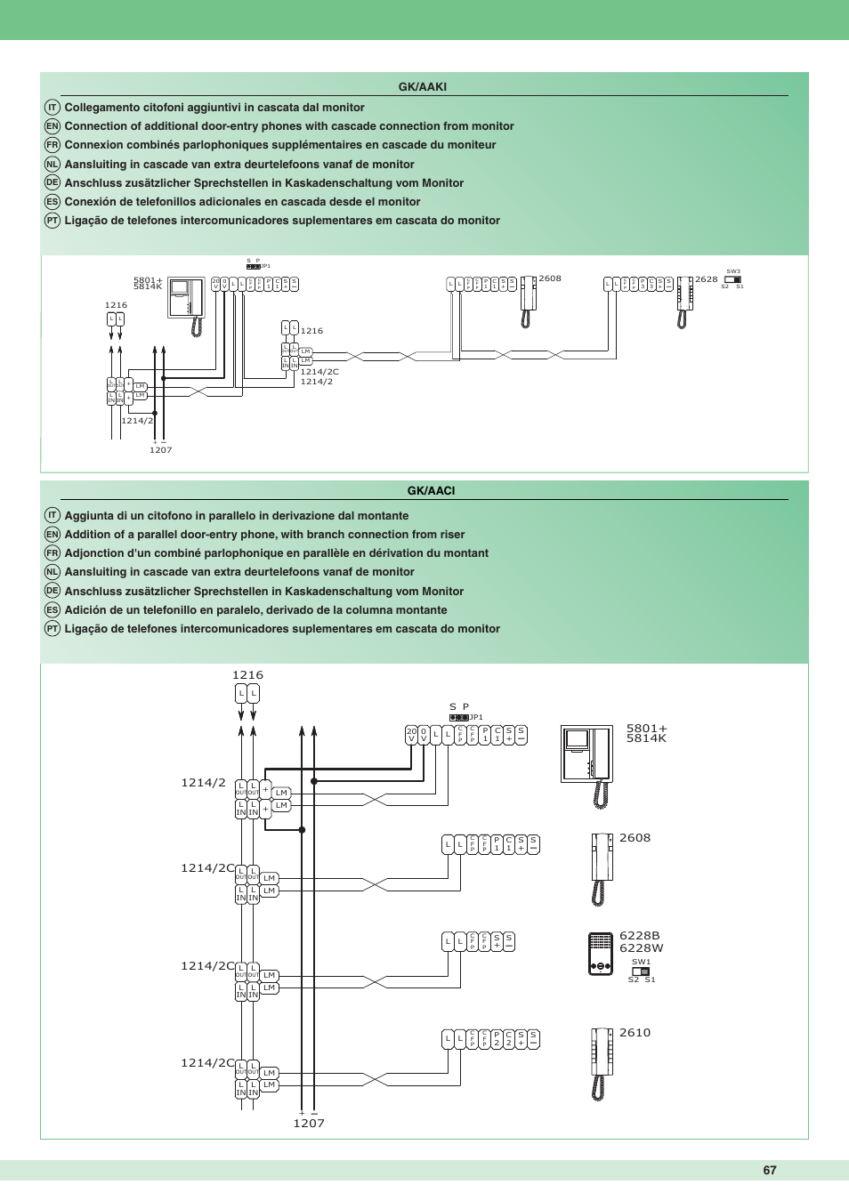 1216 gk/aaci gk/aaki | Comelit MT 8171IGK User Manual | Page 67 / 72