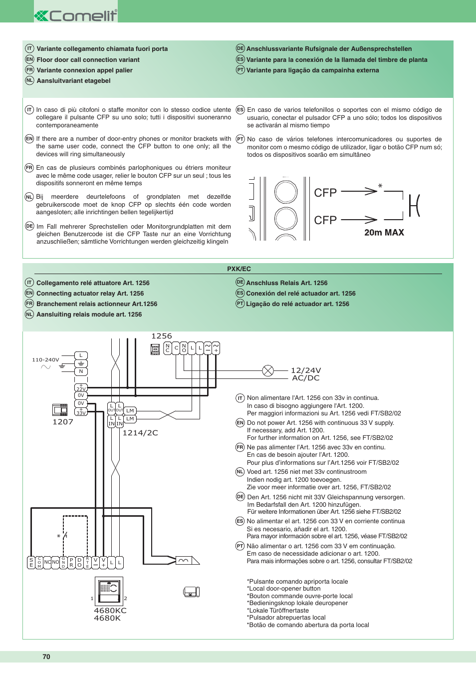 Comelit MT 8171IGK User Manual | Page 70 / 72