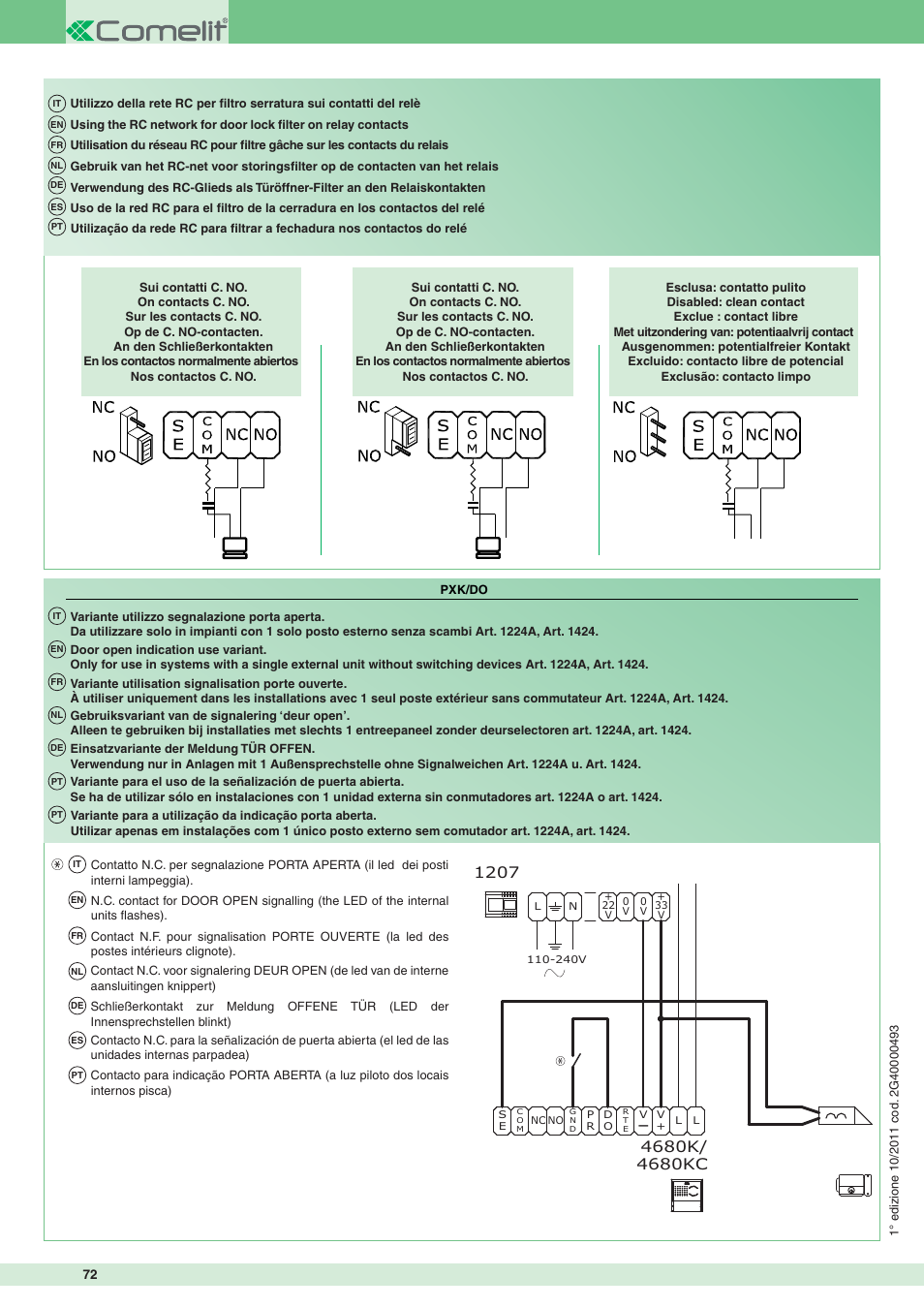 Comelit MT 8171IGK User Manual | Page 72 / 72
