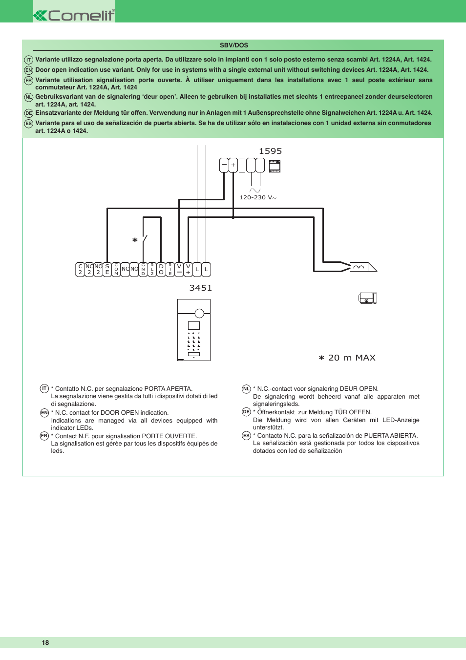 20 m max | Comelit MT 3451 User Manual | Page 18 / 20
