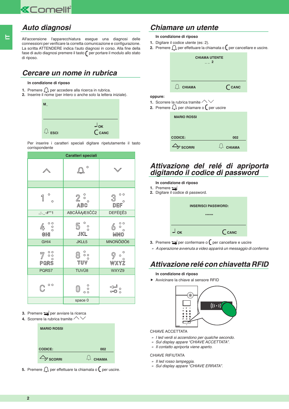 Attivazione relé con chiavetta rfid | Comelit MU 3451 User Manual | Page 2 / 8