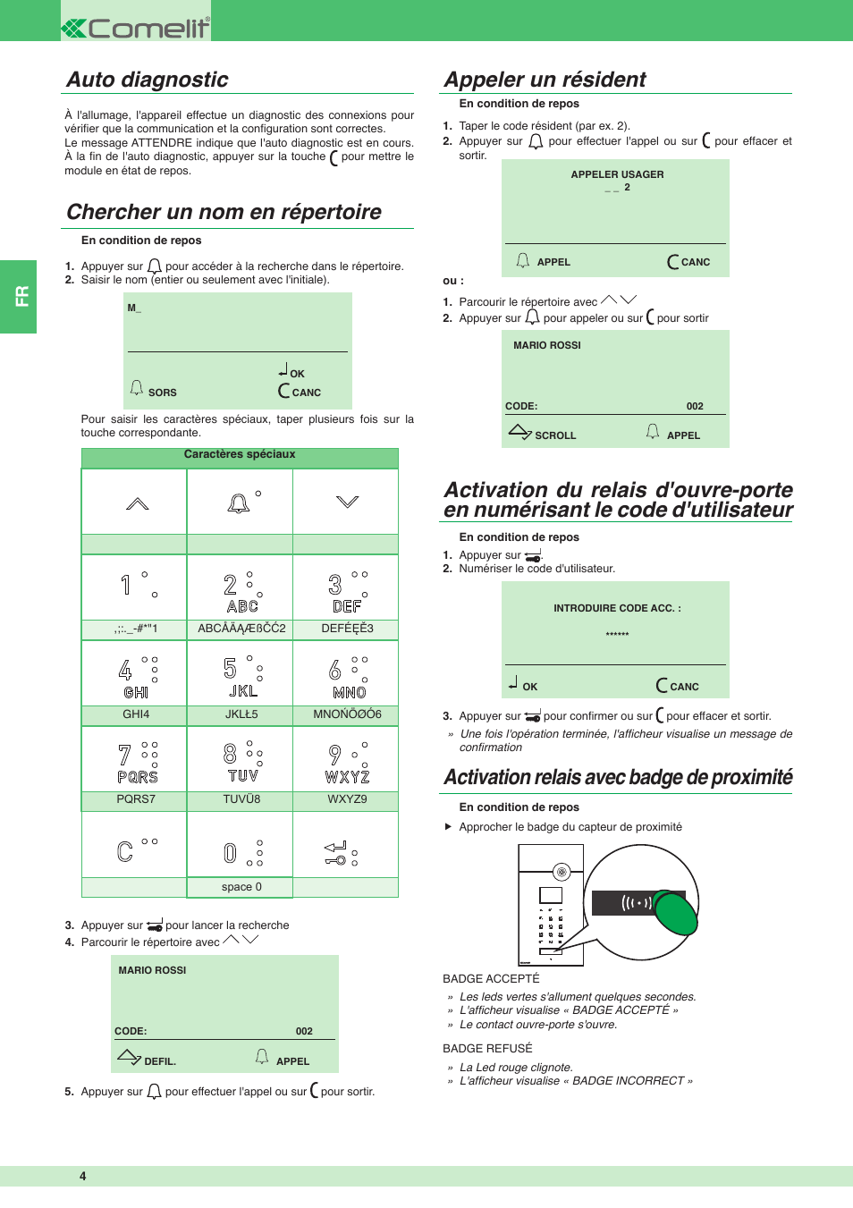 Activation relais avec badge de proximité | Comelit MU 3451 User Manual | Page 4 / 8