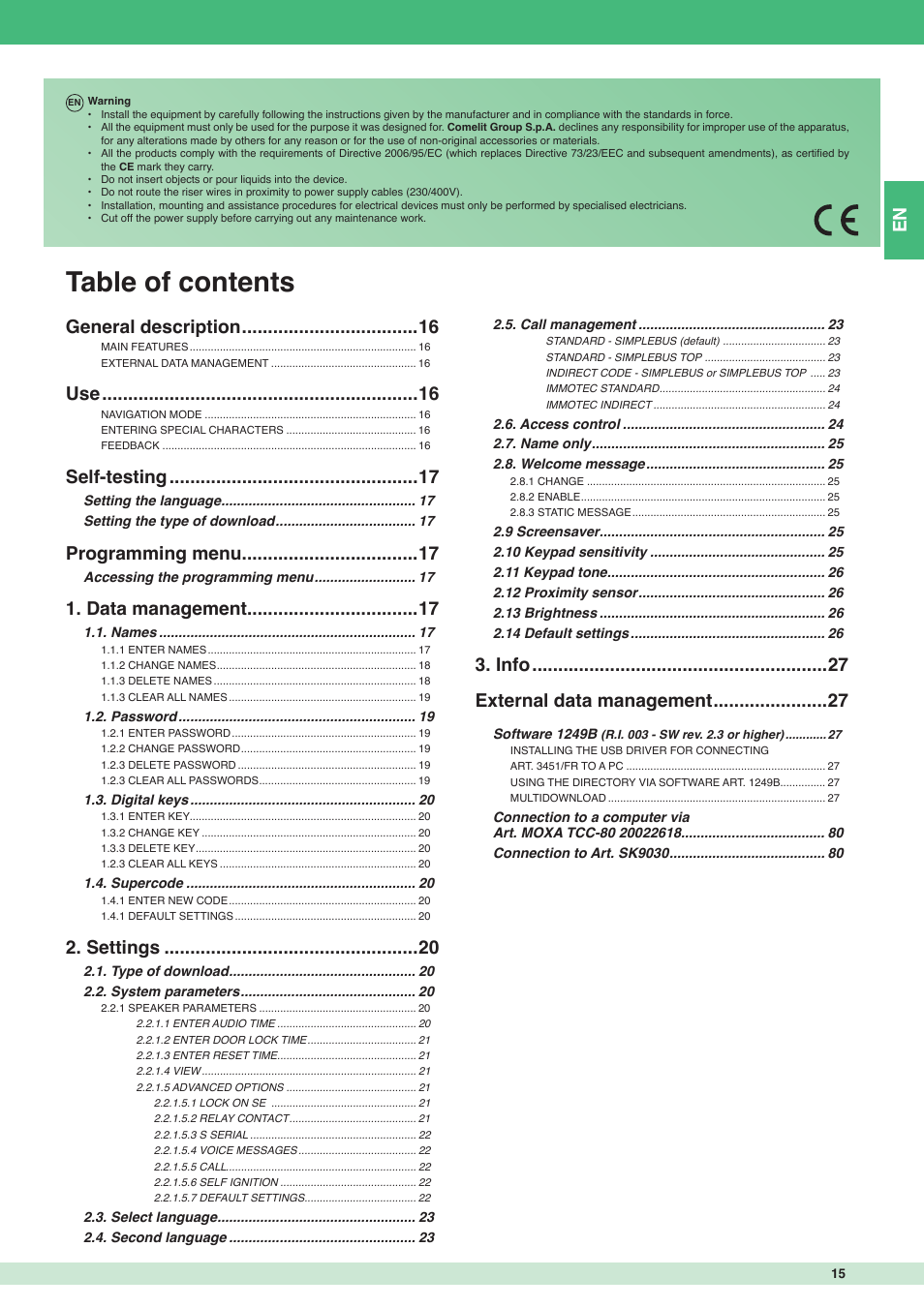 Comelit MT 3451 FR User Manual | Page 15 / 80