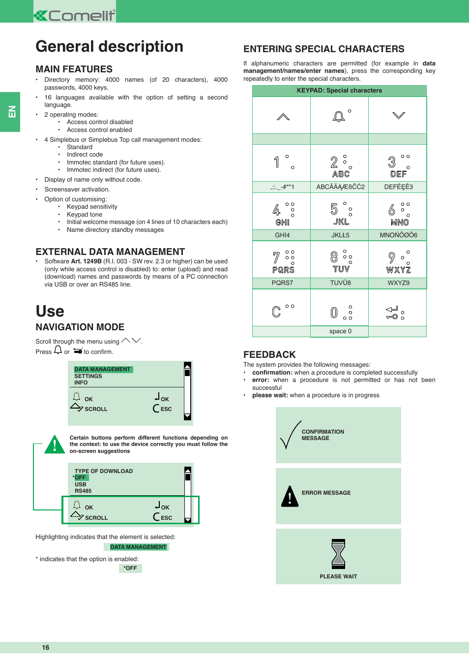 General description | Comelit MT 3451 FR User Manual | Page 16 / 80