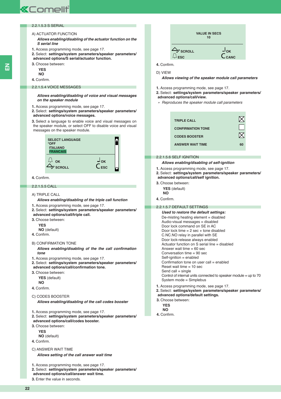 Comelit MT 3451 FR User Manual | Page 22 / 80