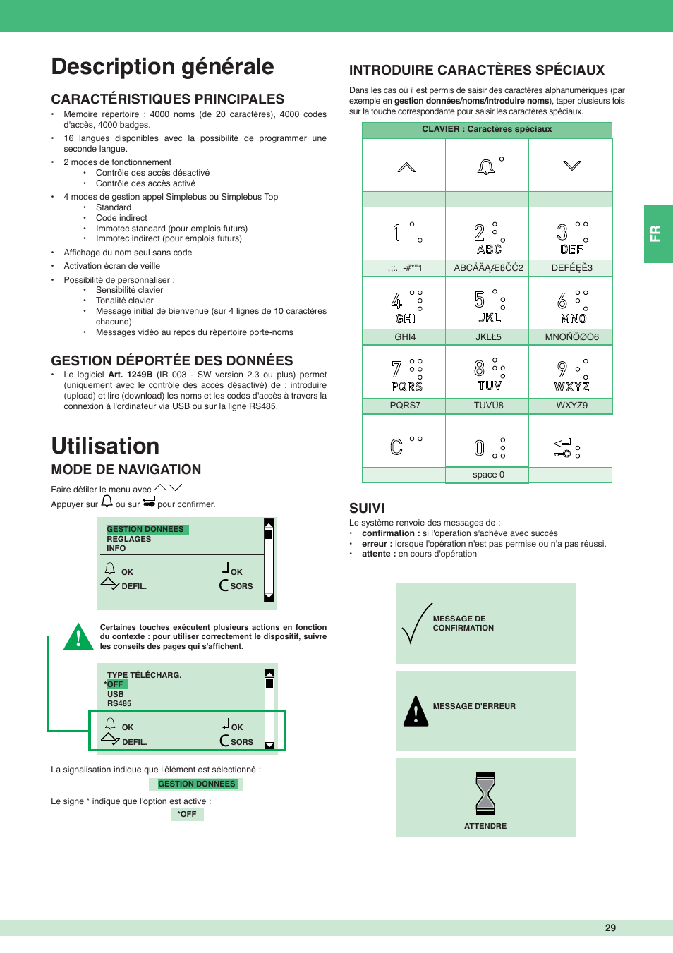 Description générale, Utilisation | Comelit MT 3451 FR User Manual | Page 29 / 80