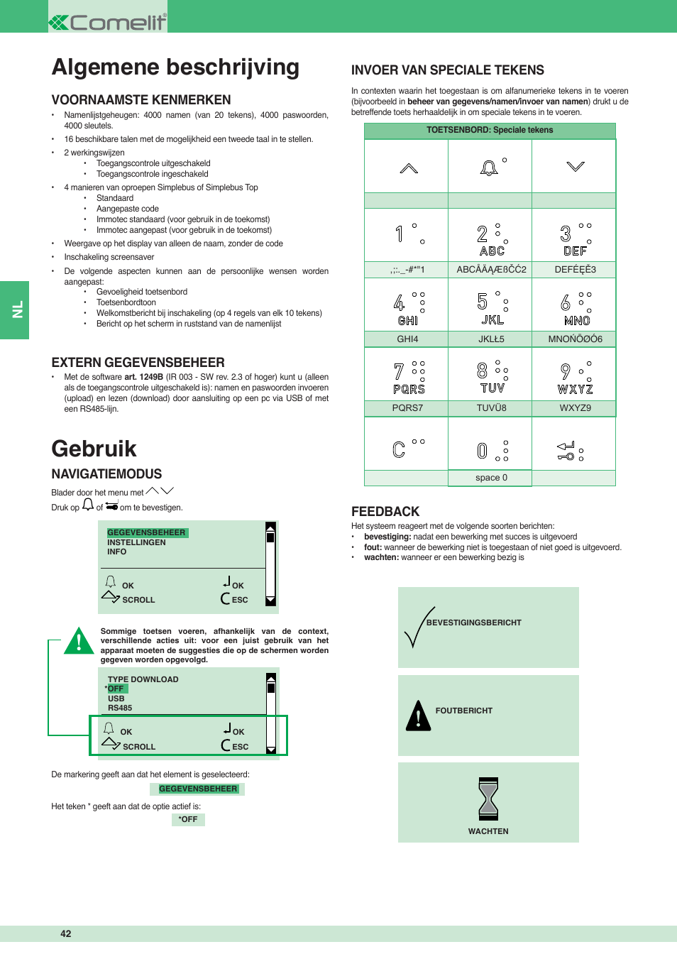 Algemene beschrijving, Gebruik | Comelit MT 3451 FR User Manual | Page 42 / 80