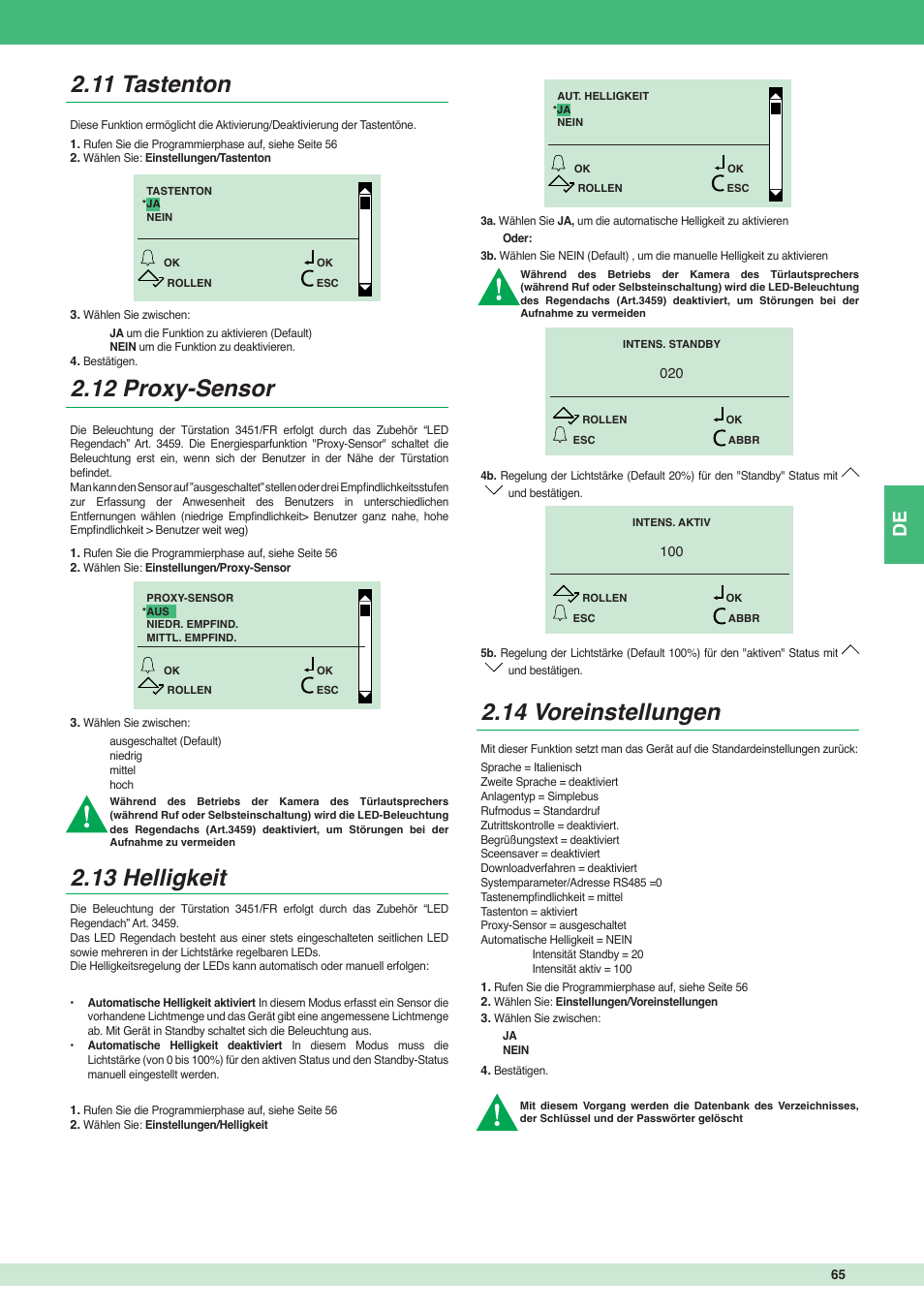 14 voreinstellungen | Comelit MT 3451 FR User Manual | Page 65 / 80