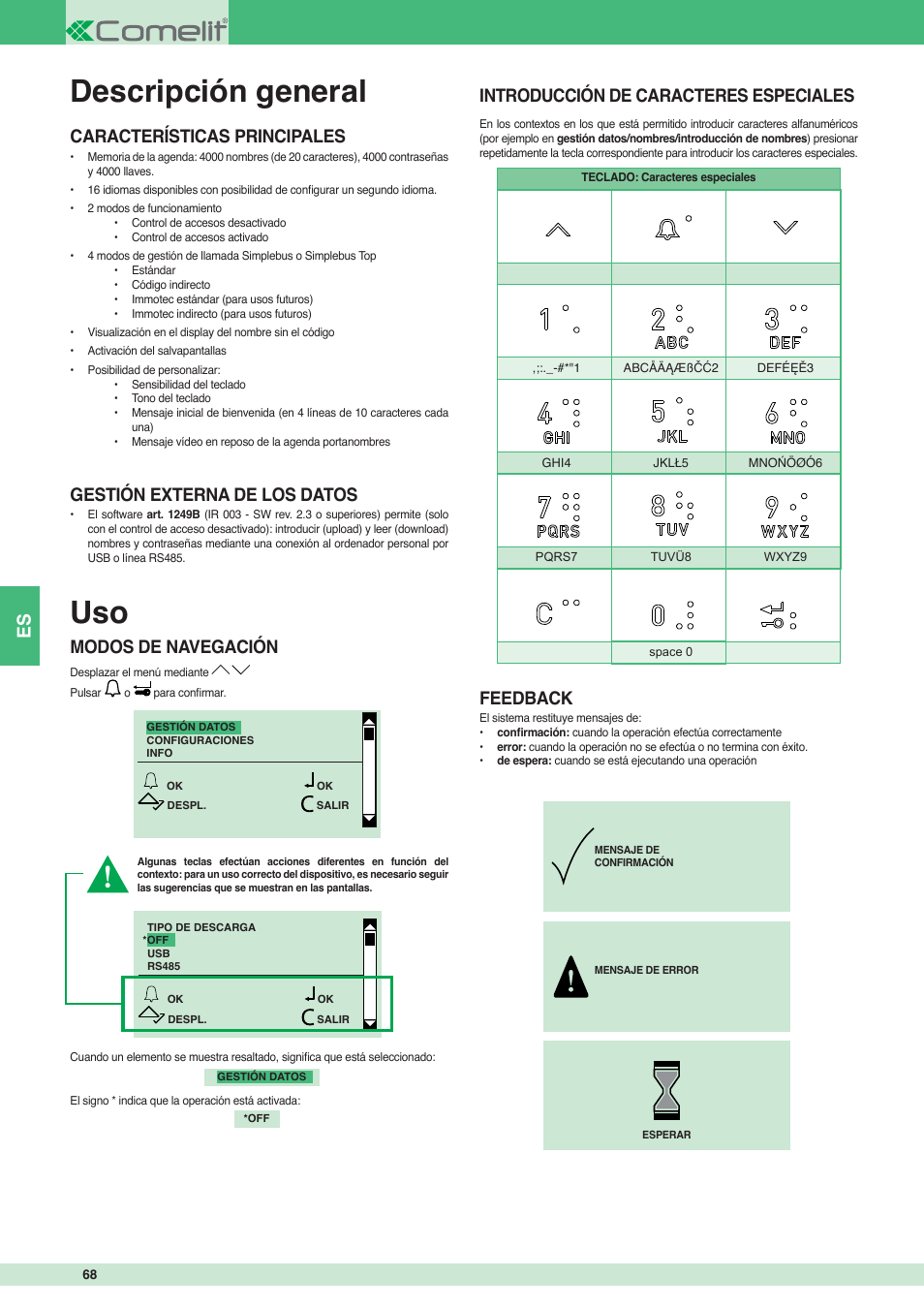 Descripción general | Comelit MT 3451 FR User Manual | Page 68 / 80