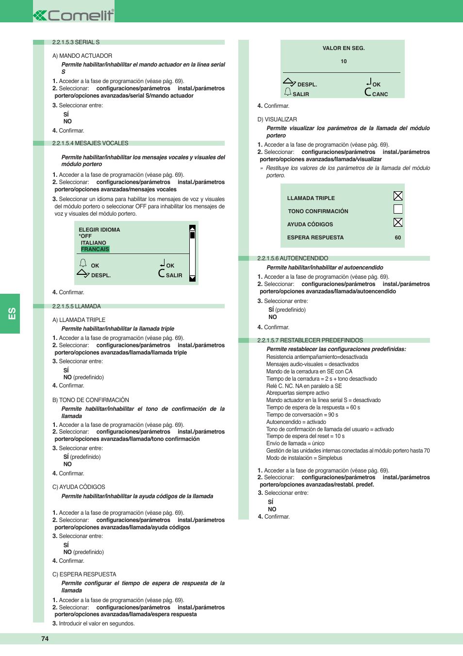 Comelit MT 3451 FR User Manual | Page 74 / 80