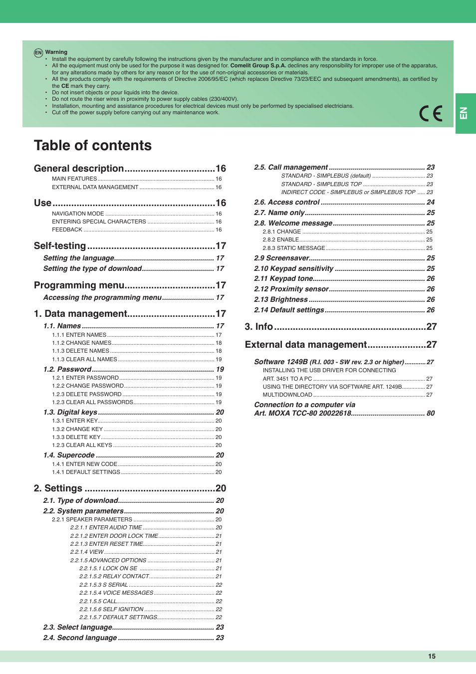 Comelit MT 3451 User Manual | Page 15 / 80