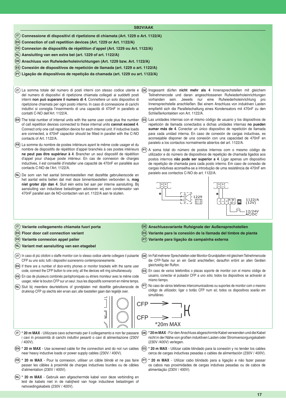 Cfp *20m max | Comelit MT 1622 Ikall external unit User Manual | Page 17 / 20