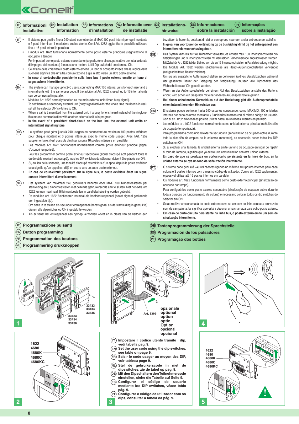 Comelit MT 1622 Ikall external unit User Manual | Page 8 / 20