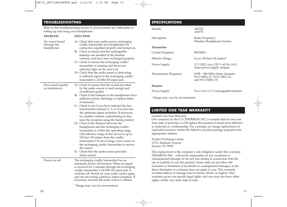 Acoustic Research AR AW722 User Manual | Page 6 / 7