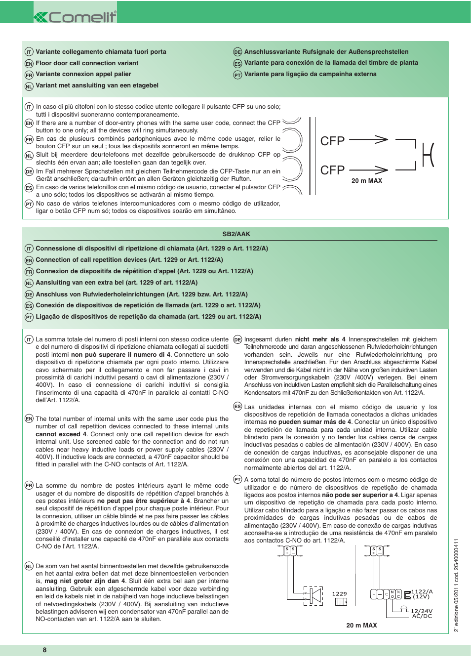 Comelit FT SB 23 User Manual | Page 8 / 8