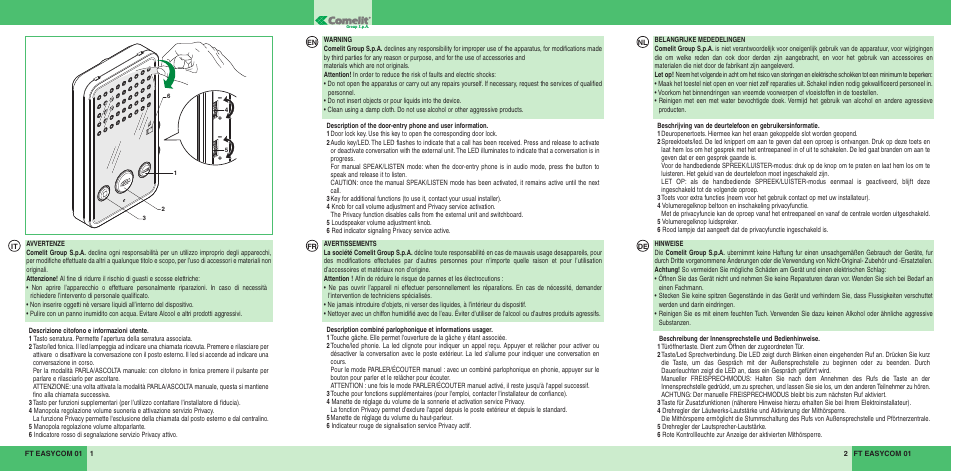 Comelit FT EASYCOM 01 User Manual | Page 2 / 2