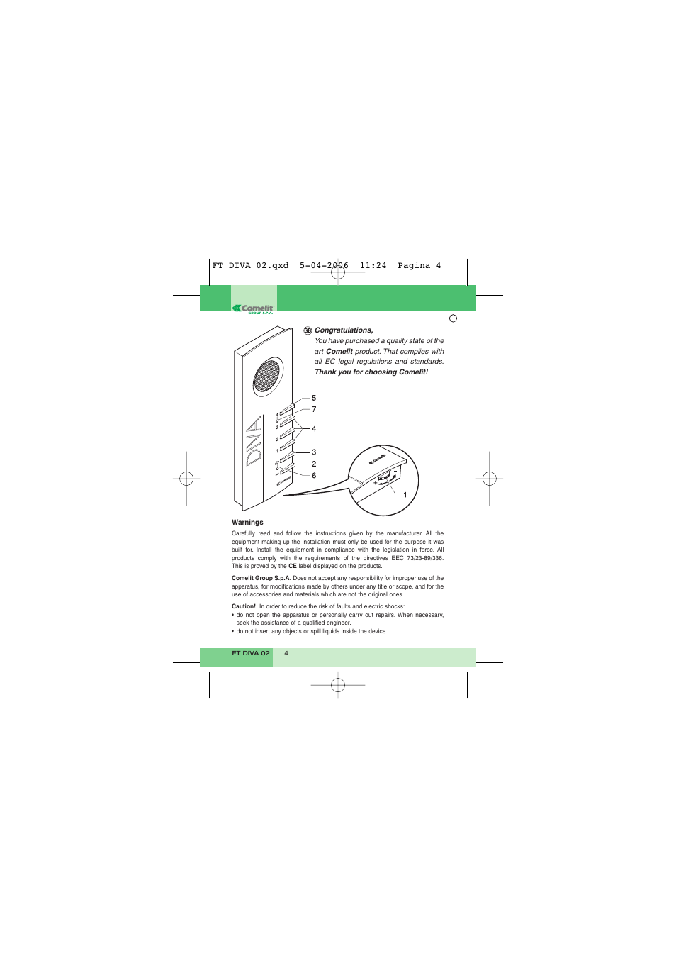 Comelit FT DIVA 02 4781 User Manual | Page 4 / 16