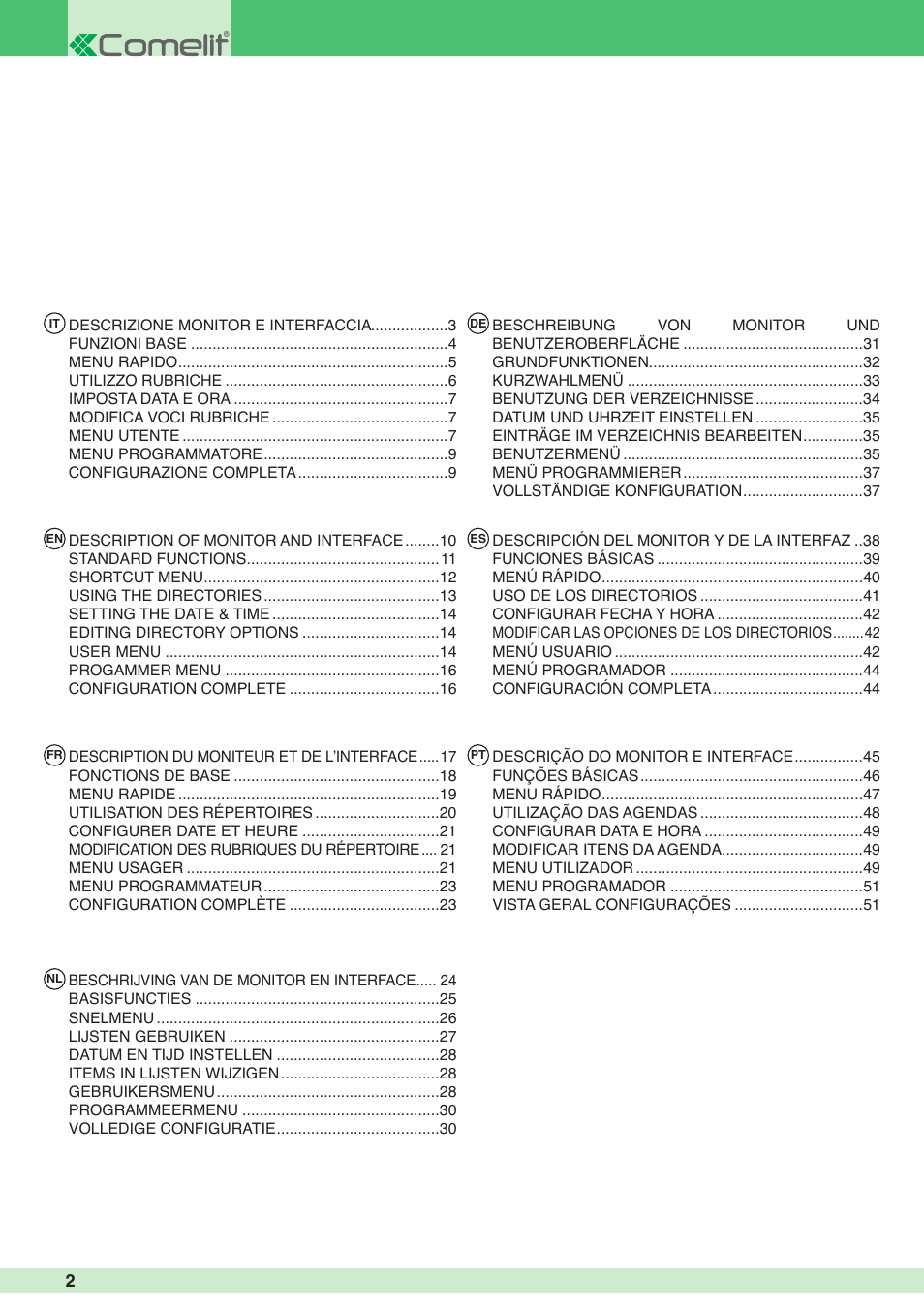 Comelit MU 6501 User Manual | Page 2 / 52