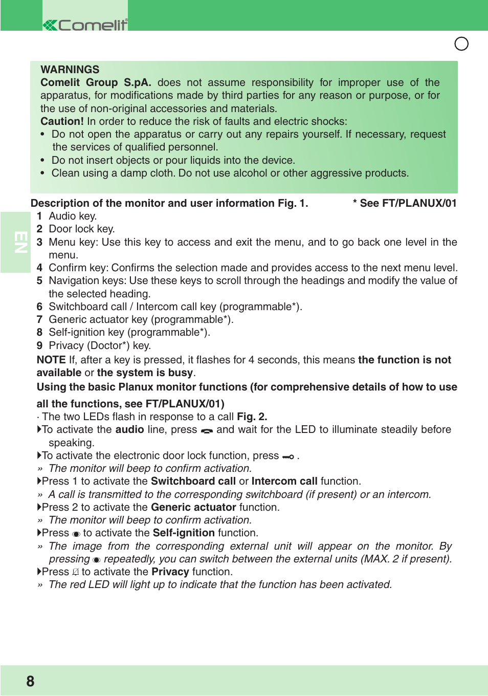 Comelit MU PLANUX LUX User Manual | Page 10 / 46