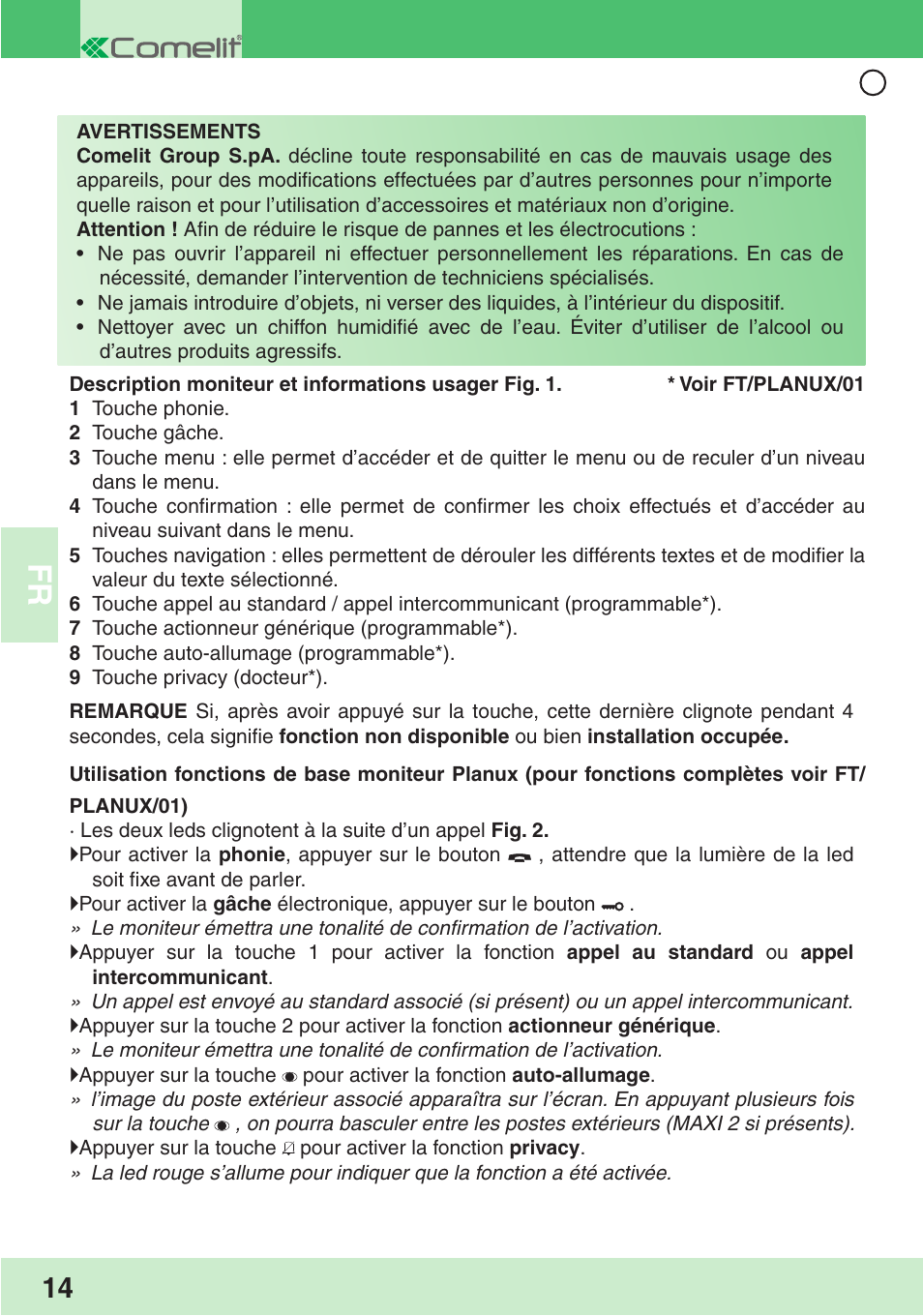 Comelit MU PLANUX LUX User Manual | Page 16 / 46