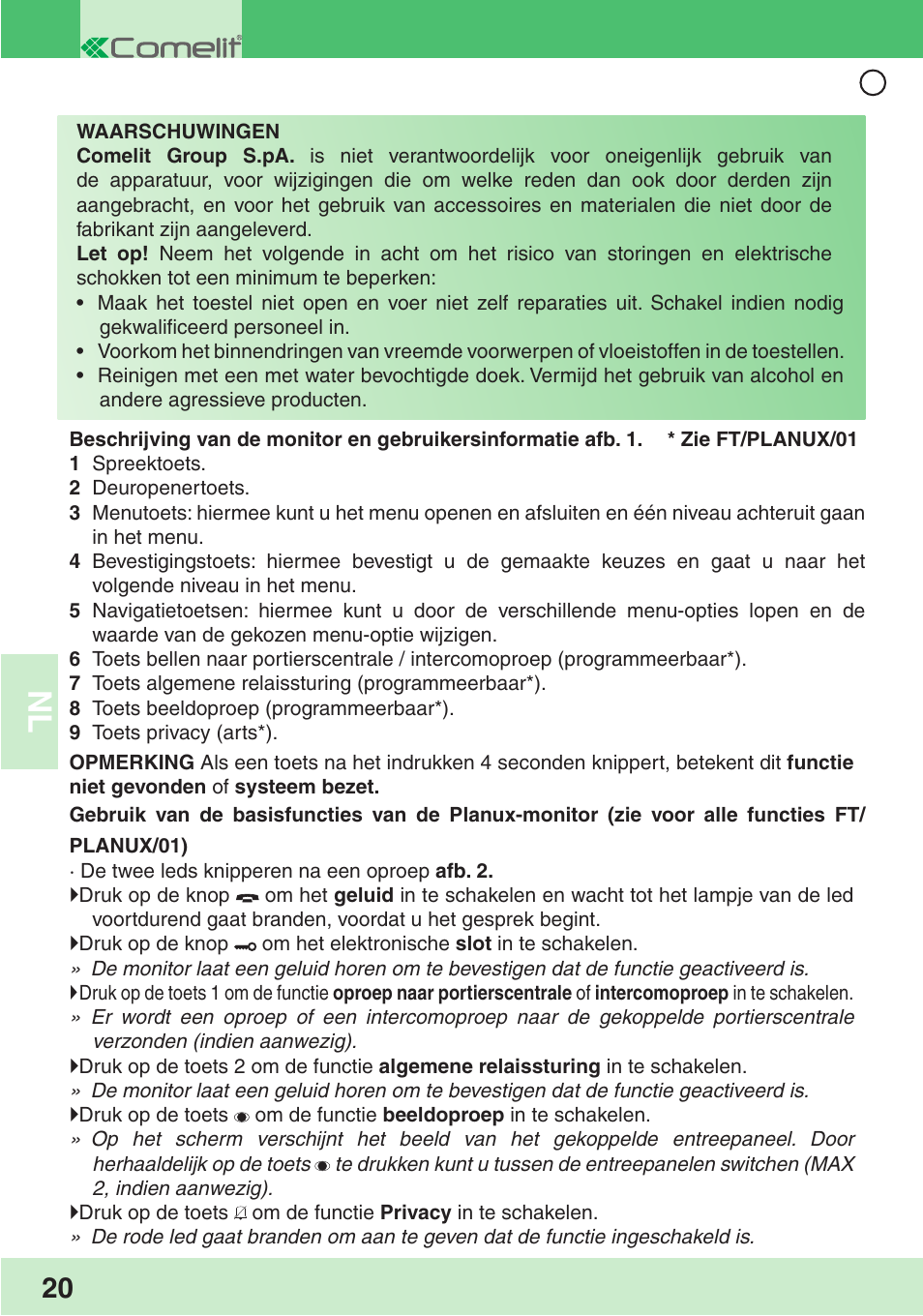 Comelit MU PLANUX LUX User Manual | Page 22 / 46