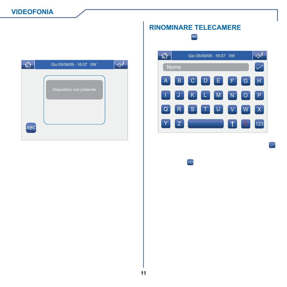 Videofonia, Rinominare telecamere | Comelit MT 6101WM-6101BM User Manual | Page 11 / 116