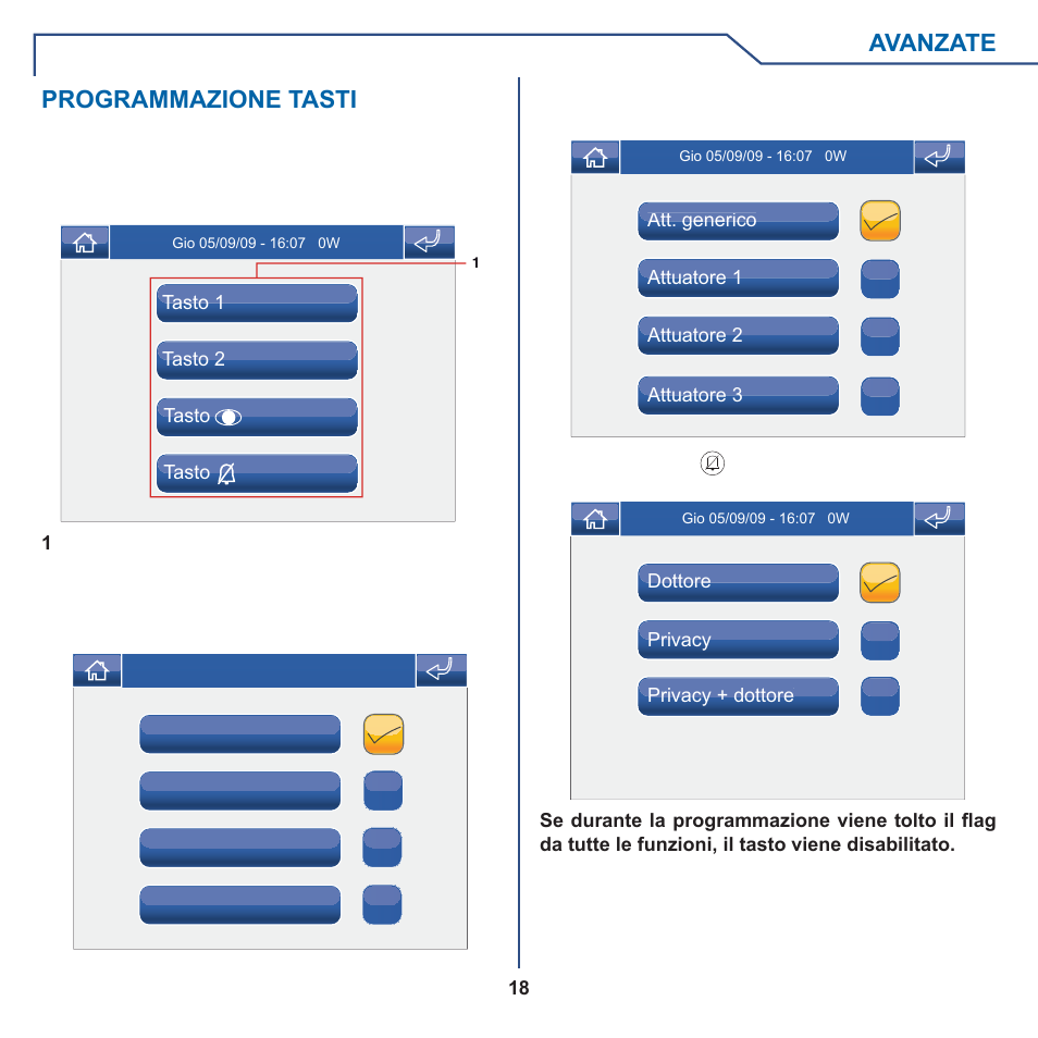 Avanzate, Programmazione tasti | Comelit MT 6101WM-6101BM User Manual | Page 18 / 116